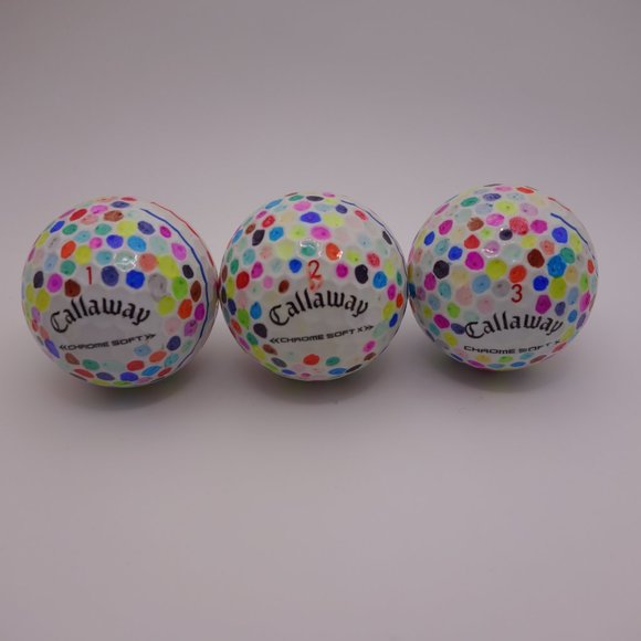 Set of Three(3) Pre-Loved Hand Design Callaway Chromesoft Golf Balls with Box - Picture 3 of 16